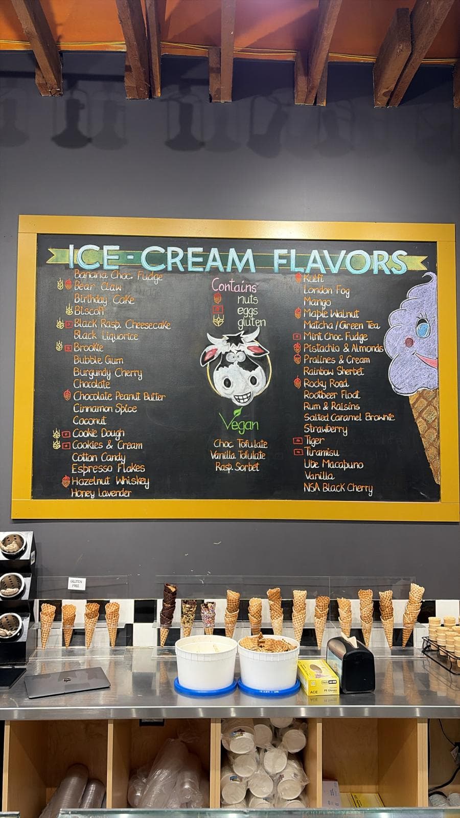 Ice cream flavours board